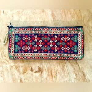 Kilim Design Gold Rosary Pouch w/Zipper From Morocco / Pencil Case / Coin Pouch
